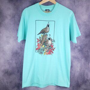 Vintage 80s quail portrait nature cottagecore grannycore shirt